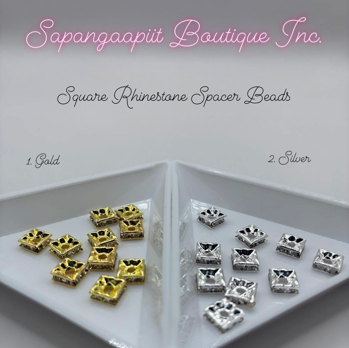 Square rhinestone spacer beads