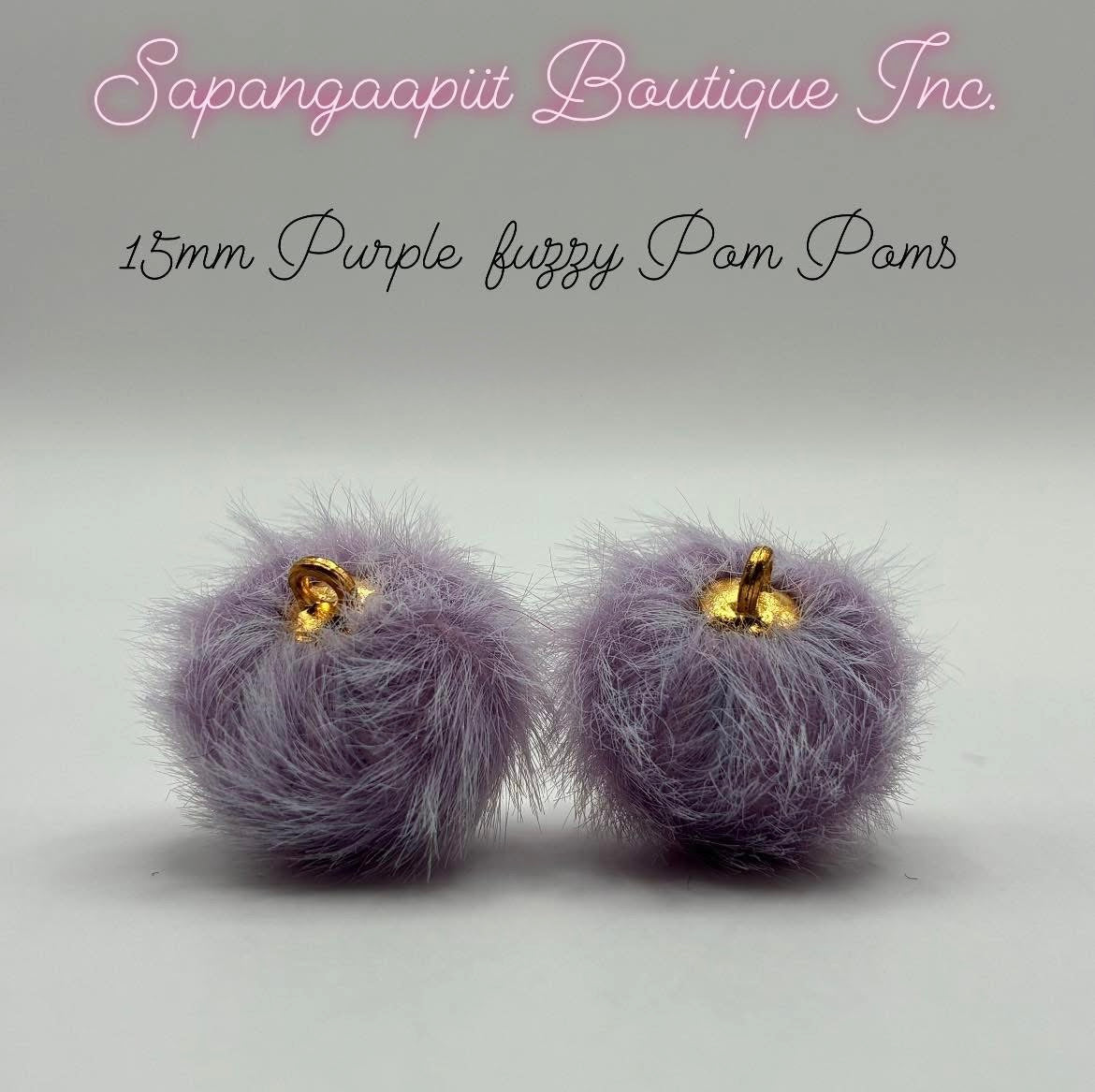 15mm Purple Fuzzy Pom Poms