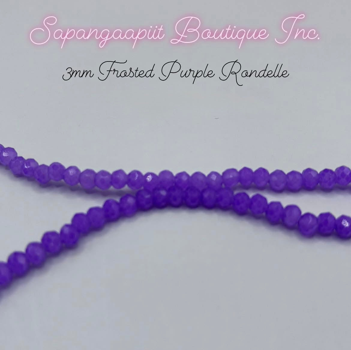 3mm Rondelle - Frosted Purple