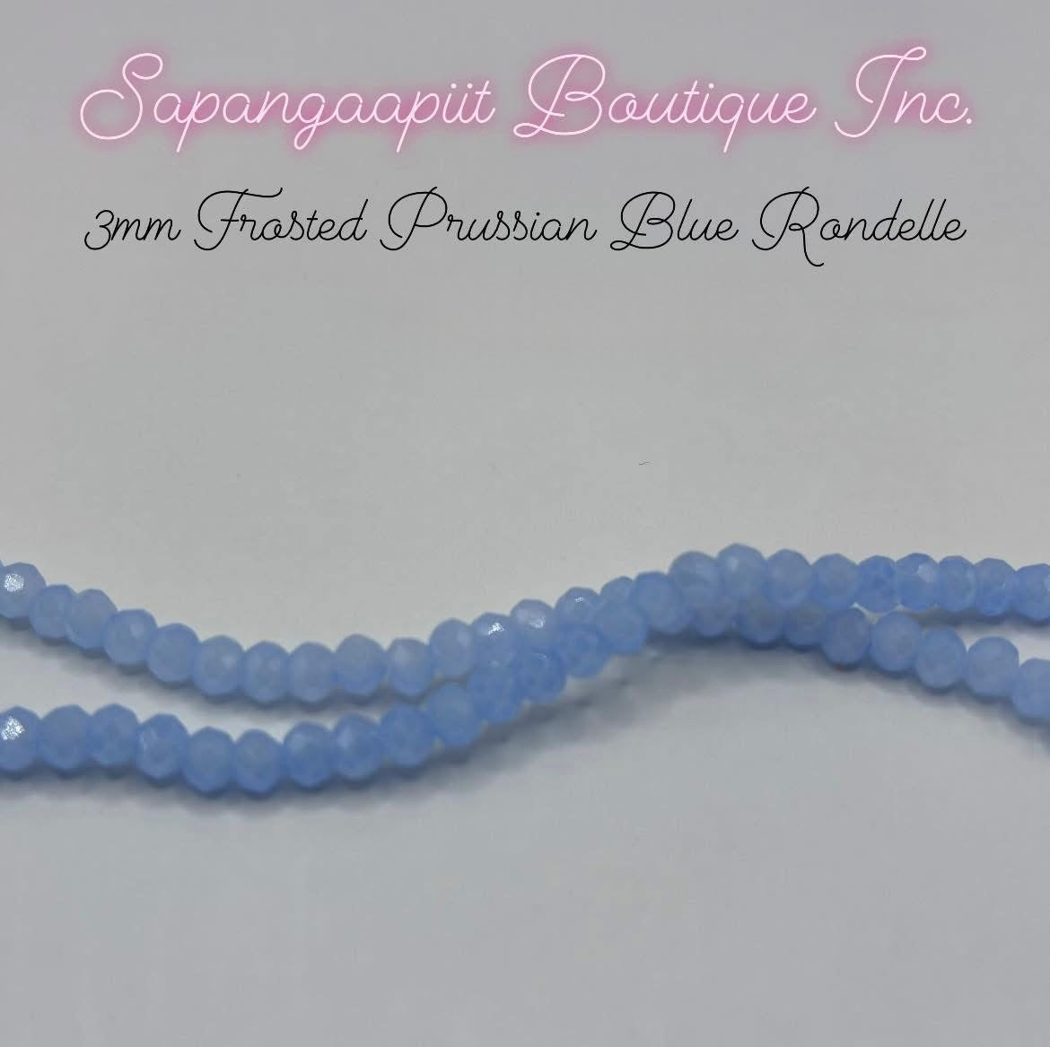 3mm Rondelle - Frosted Prussian Blue