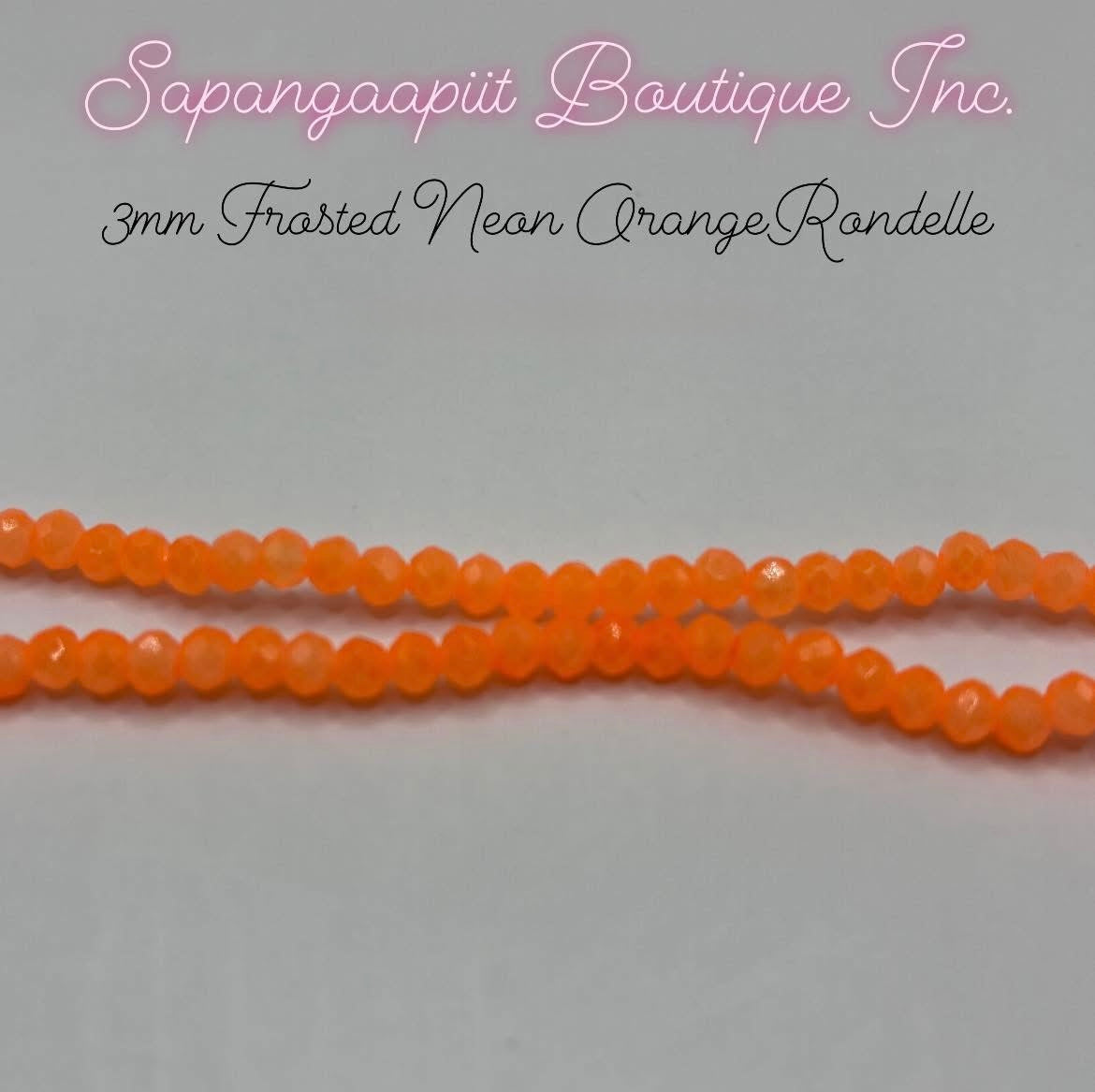 3mm Rondelle - Frosted Neon Orange