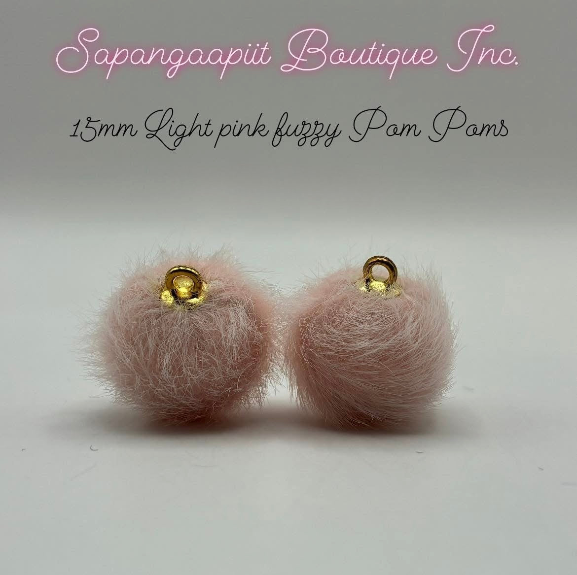 15mm Light Pink Fuzzy Pom Poms