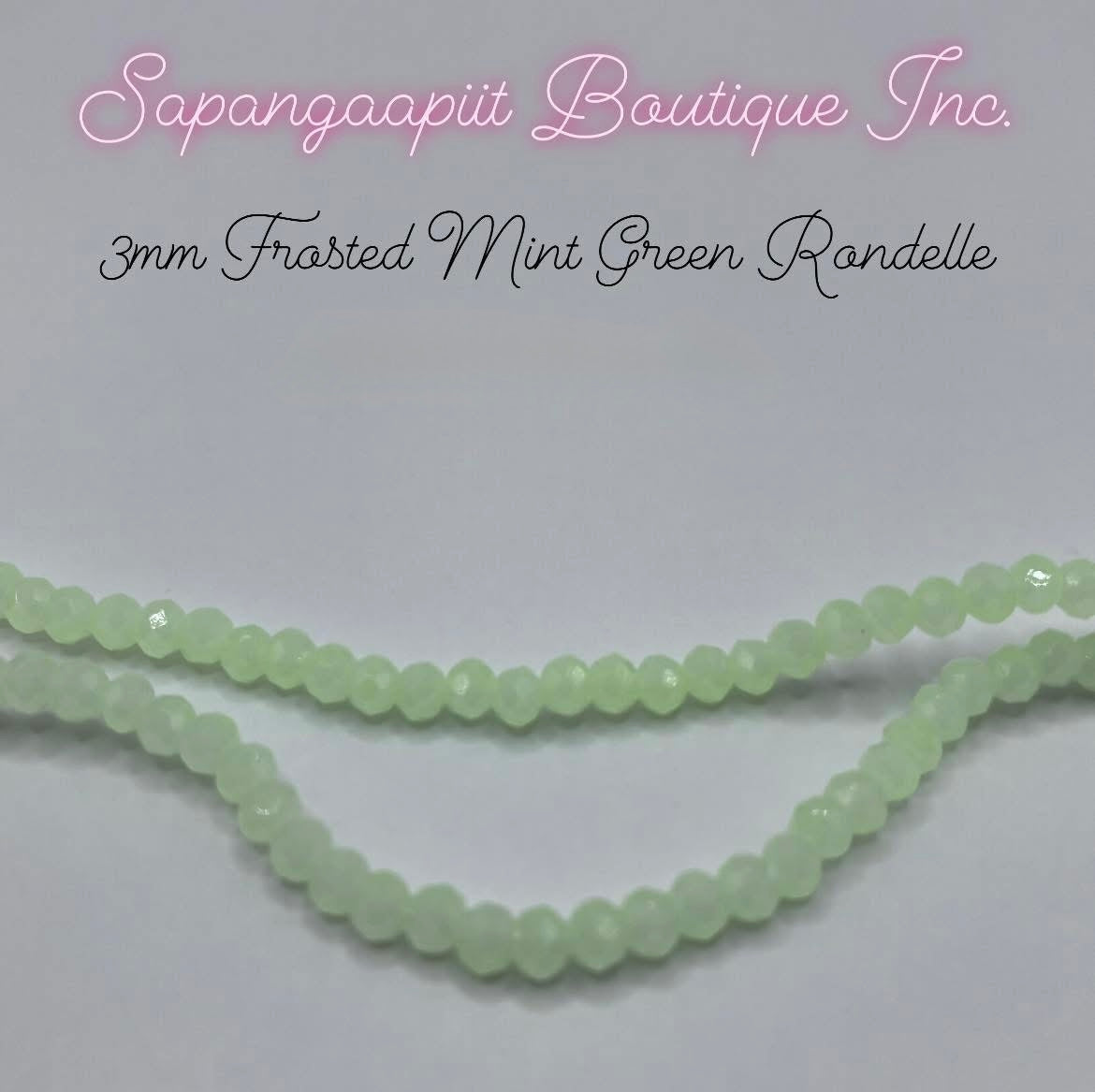 3mm Rondelle - Frosted Mint Green
