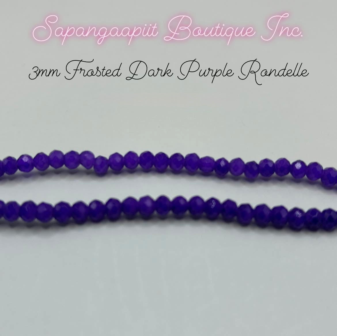 3mm Rondelle - Frosted Dark Purple