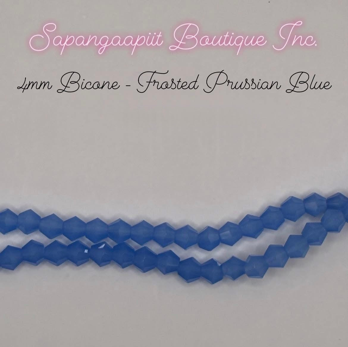 4mm Bicone - Frosted Prussian Blue