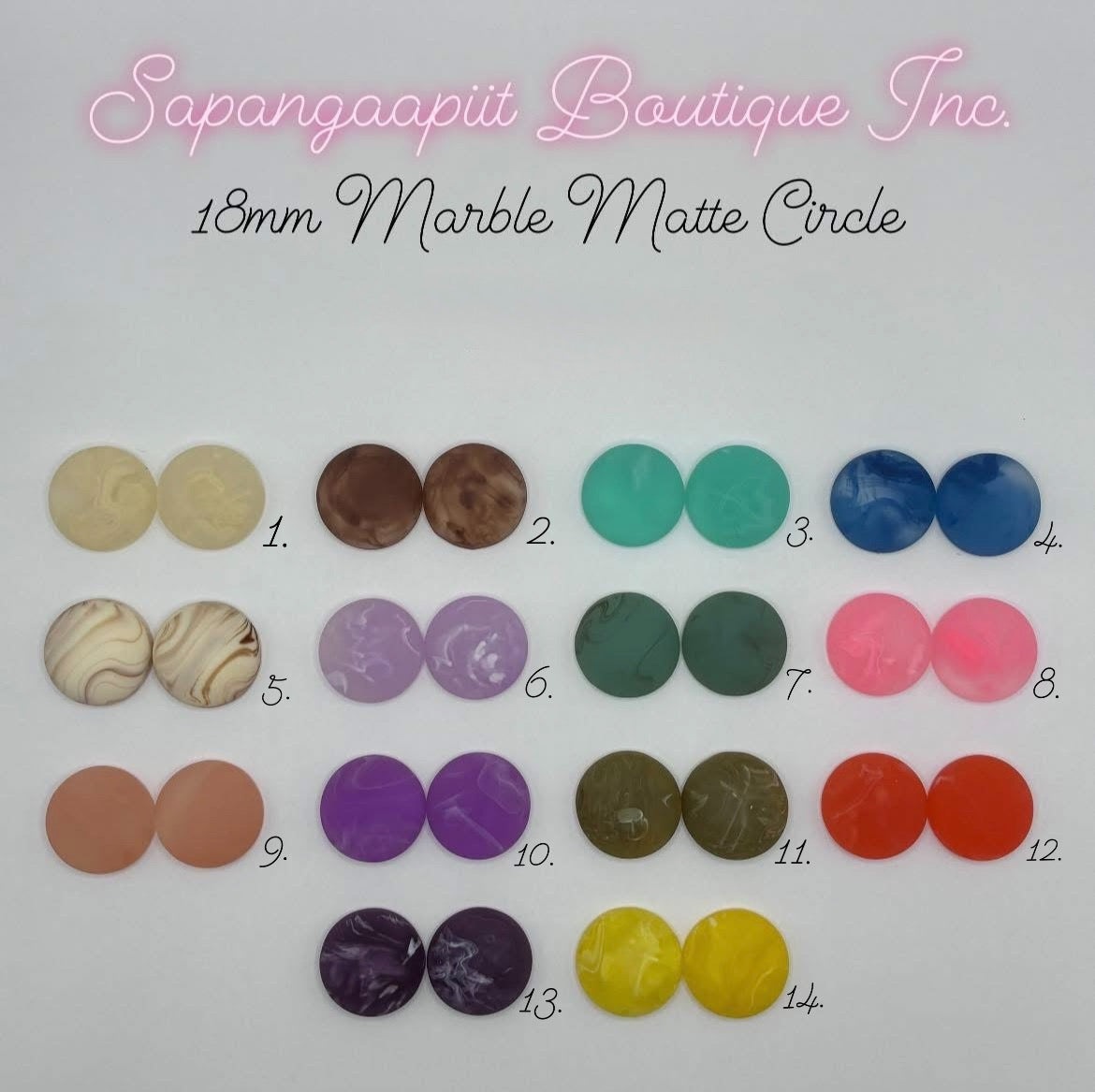 18mm Matte Marble Circle