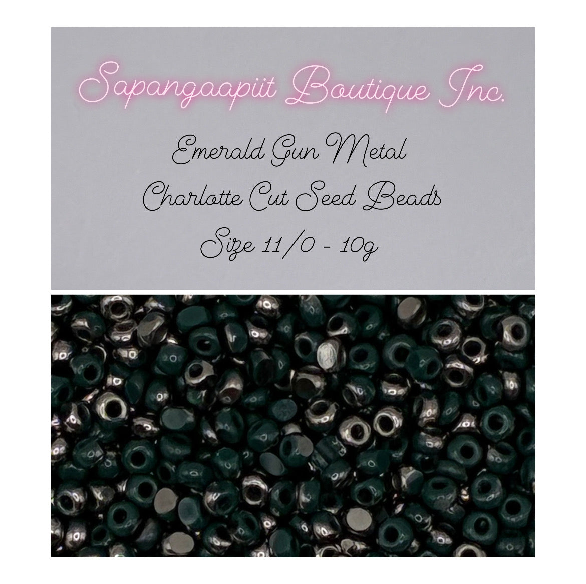 Emerald Gun Metal - Charlotte True Cut Beads - Size 11/0