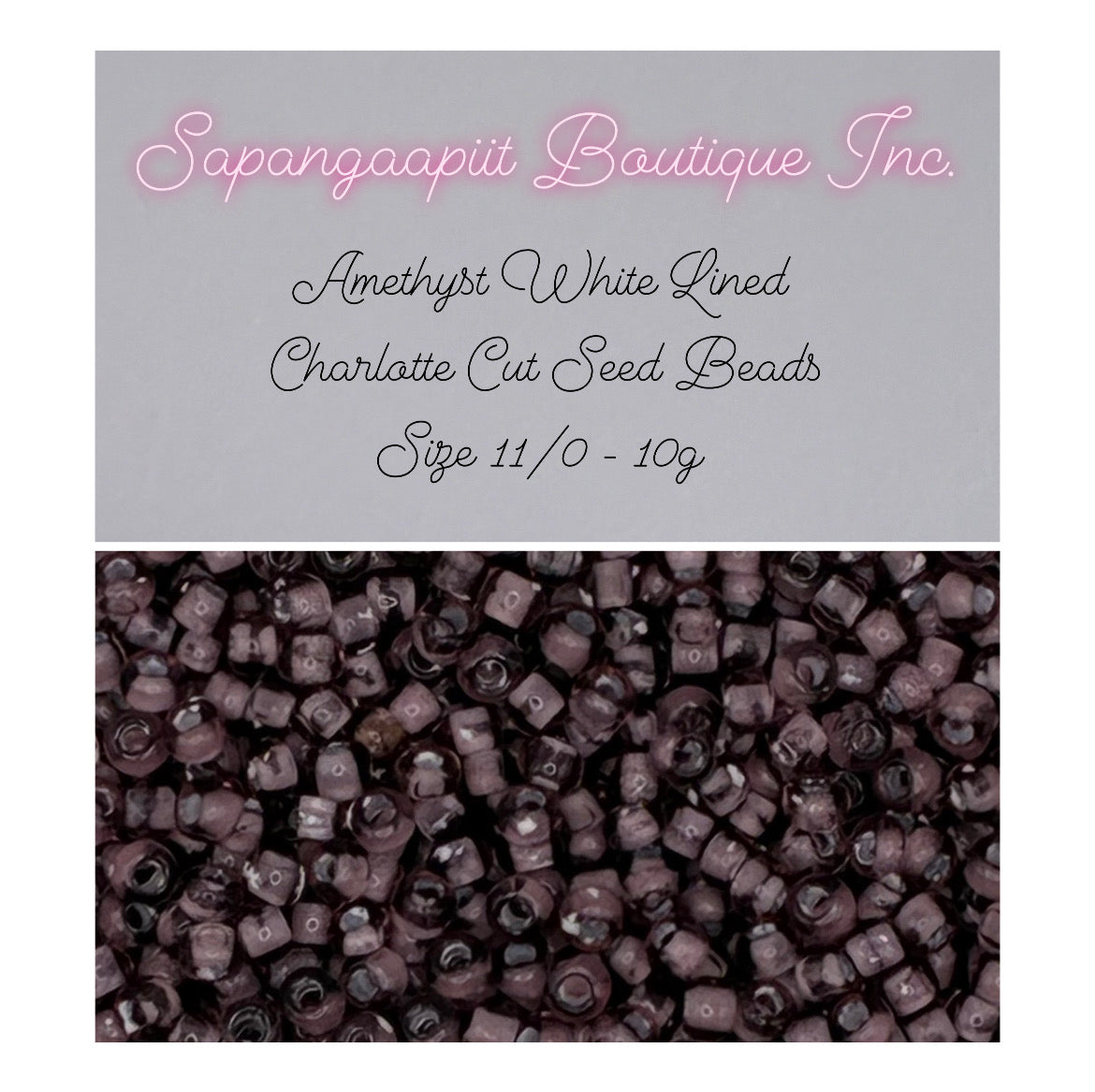 Amethyst White Lined - Charlotte True Cut Beads - Size 11/0