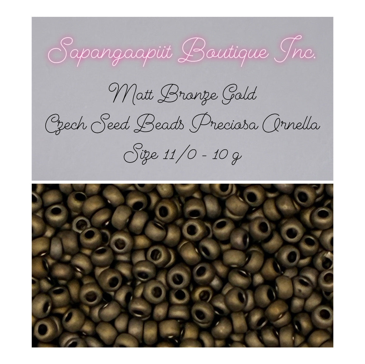 Bronze mat doré - Perles de rocaille tchèques Preciosa Ornella - Taille 11/0
