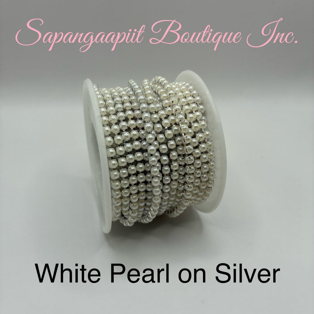 Rhinestone &/or Pearl on Silver Chain