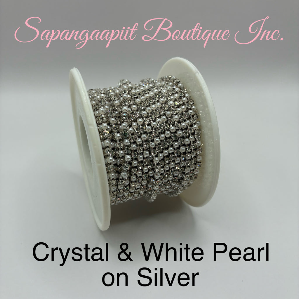 Rhinestone &/or Pearl on Silver Chain