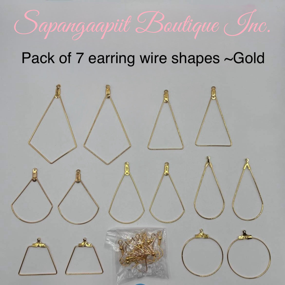 Pack of 7 Earring wire shapes