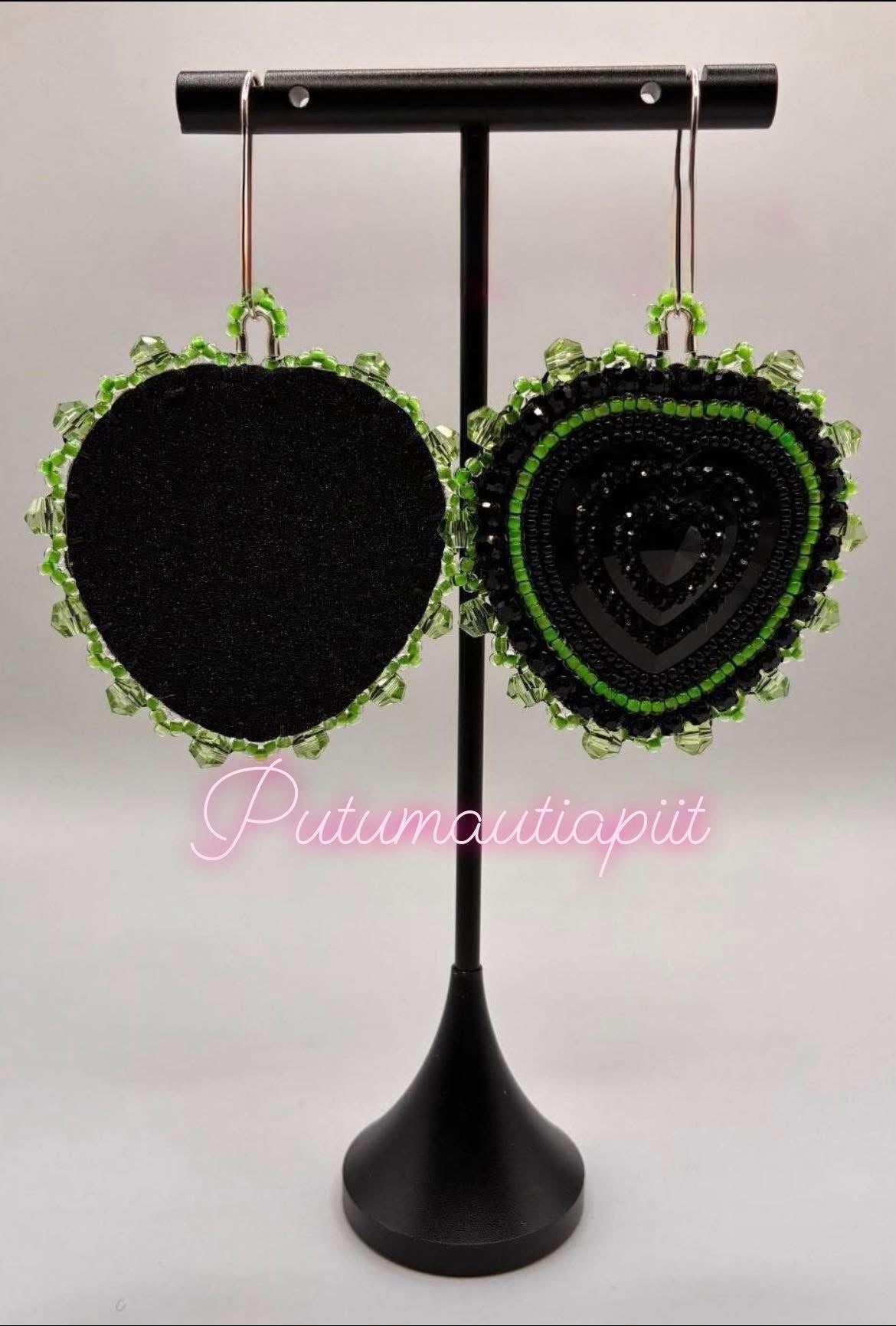 Beaded Heart earrings with kidney hooks