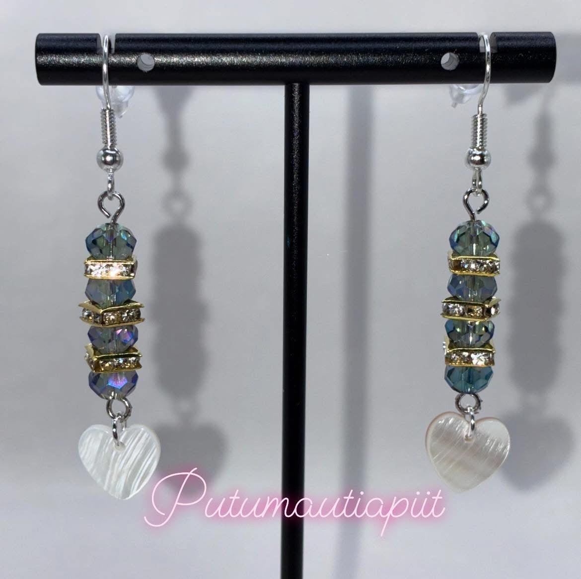 Beaded Heart dangle earrings