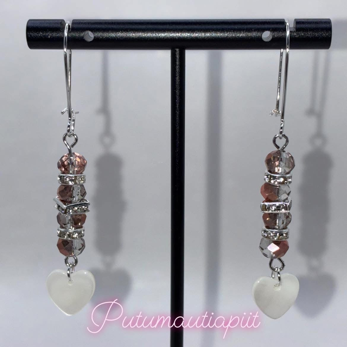 Beaded Heart dangle earrings