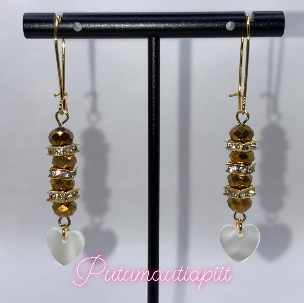 Beaded Heart dangle earrings