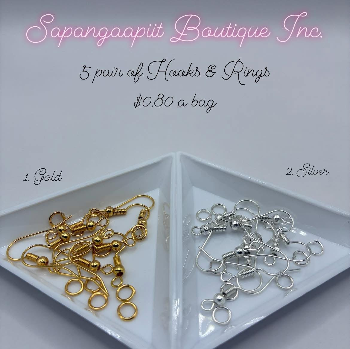 5 pair of Hooks & Rings