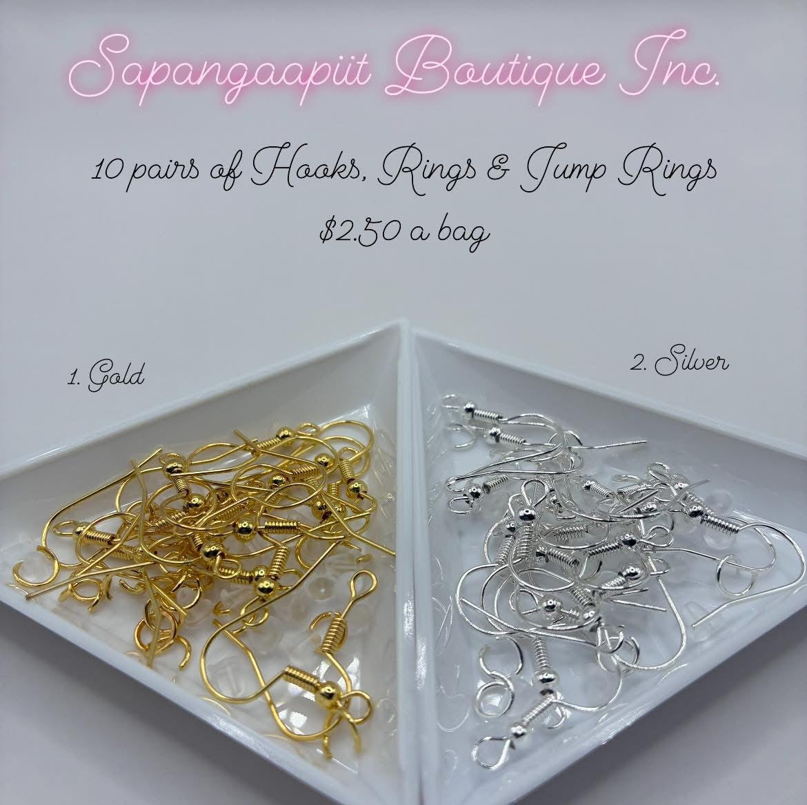 10 pairs of Hooks, Rings & Jump Rings